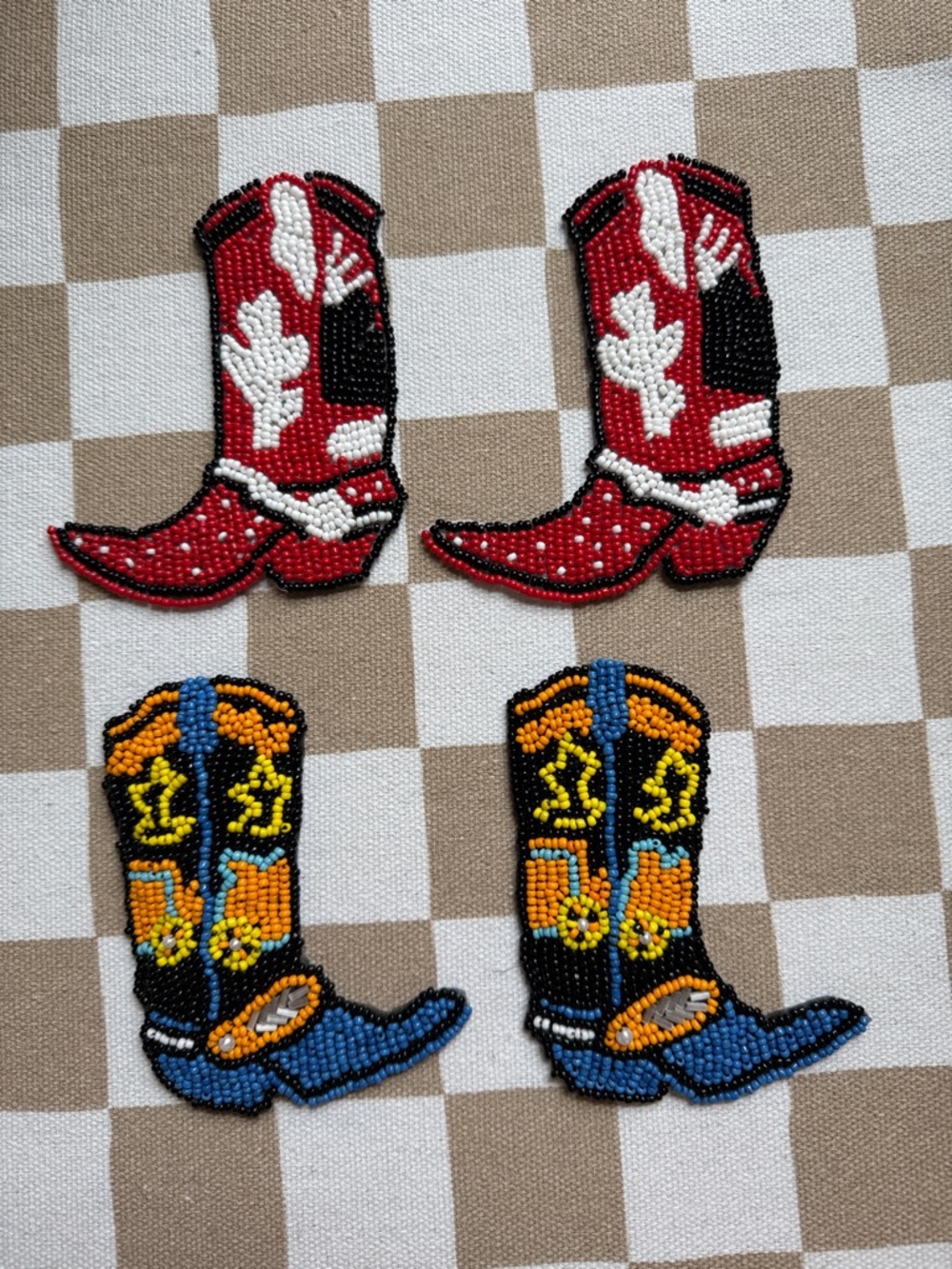 New Beaded Cowboy Boot sew on Patches